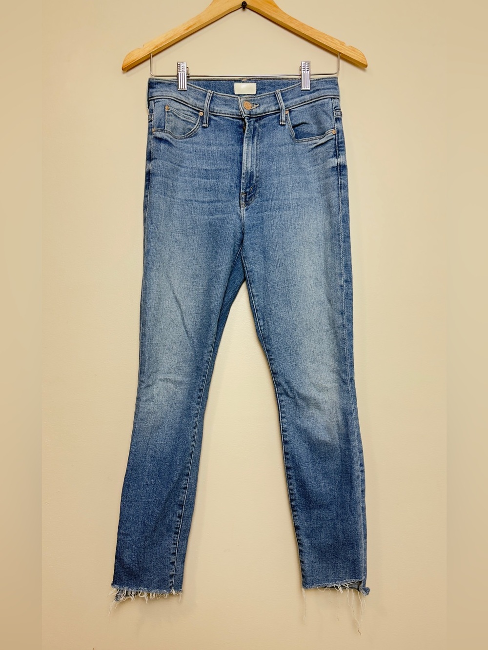 MOTHER Light Blue Ankle Crop Skinny Jeans - Picture 2 of 9